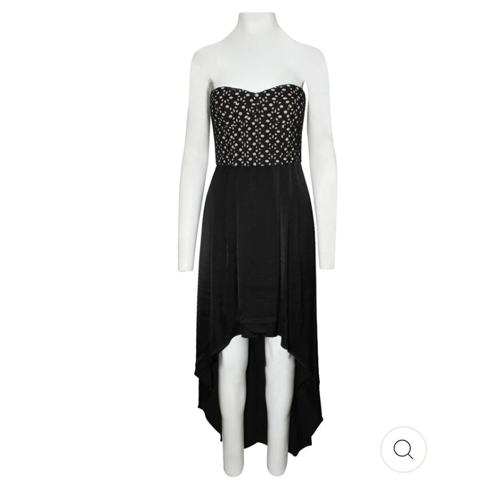 BCBGMAXAZRIA Black High Low Strapless Dress